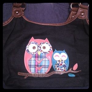 Denim owl tote